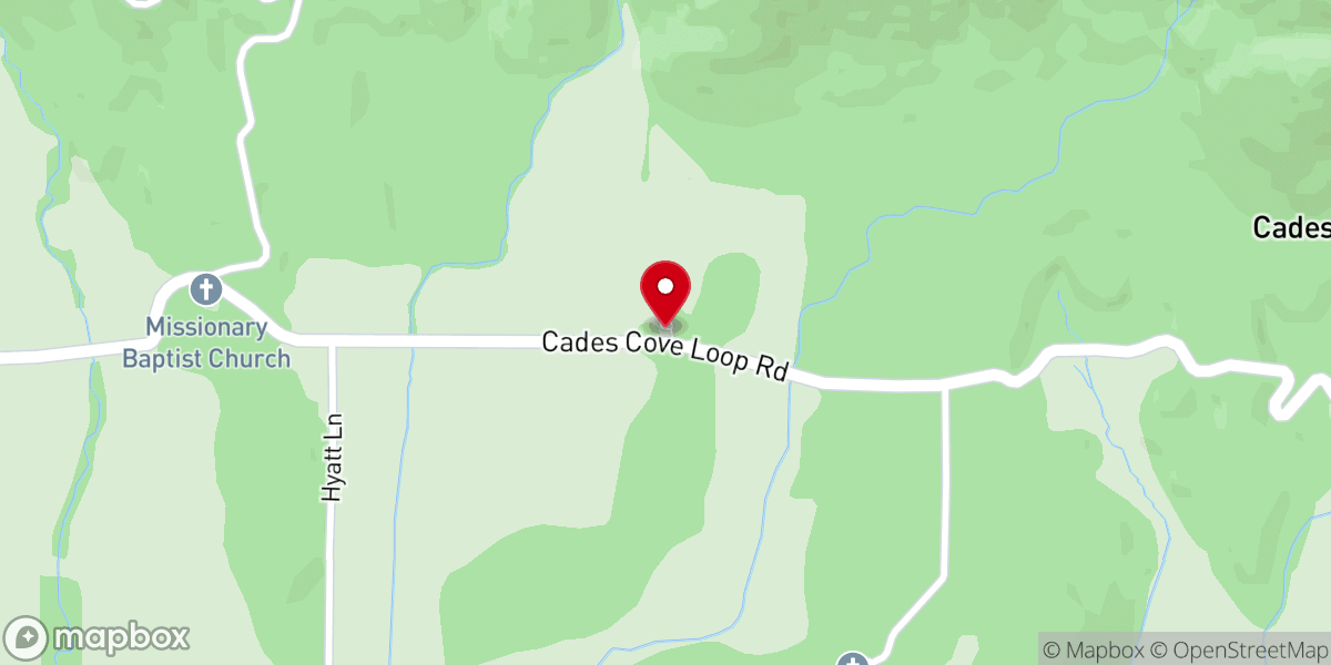 Map showing location of Cades Cove Methodist Church