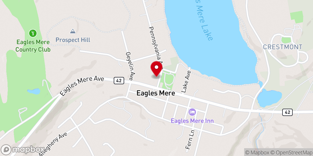 Map showing location of Eagles Mere Presbyterian Church