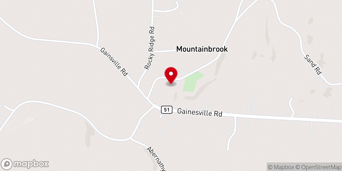 Map showing location of Grants Creek Baptist Church