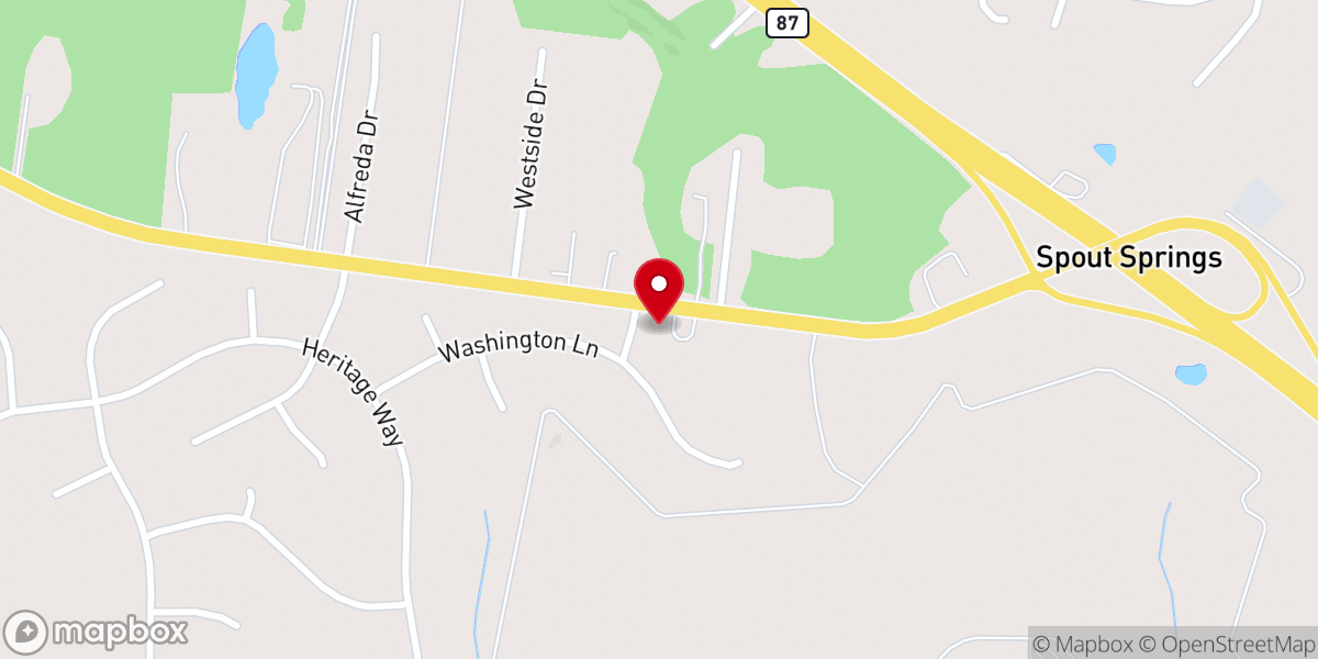 Map showing location of Spout Springs Presbyterian Church