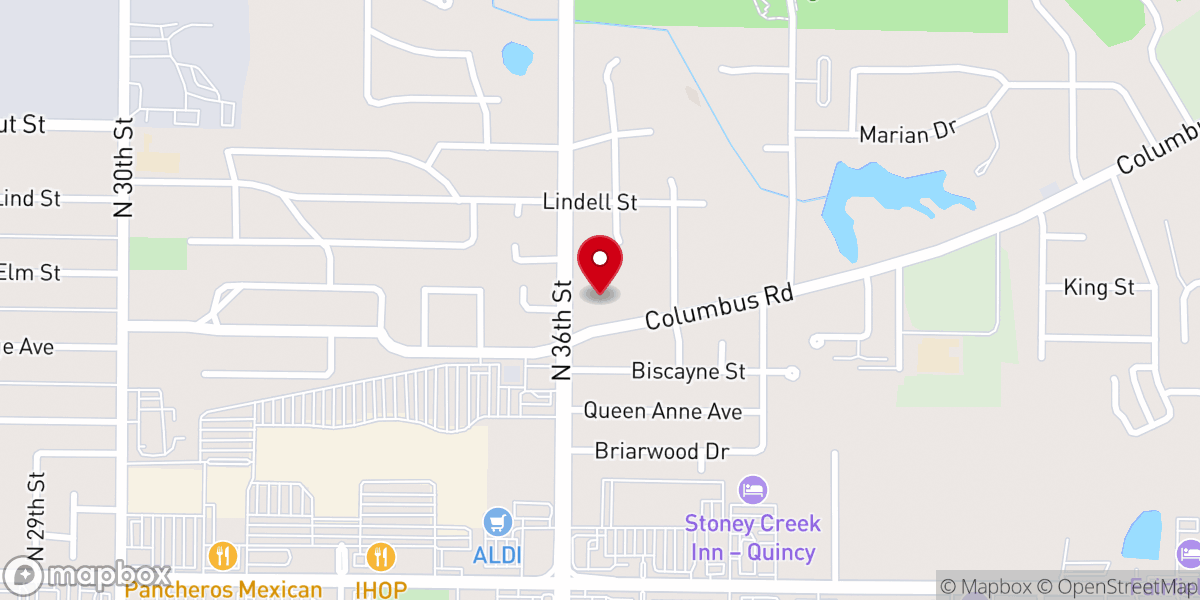 Map showing location of Columbus Road Baptist Church