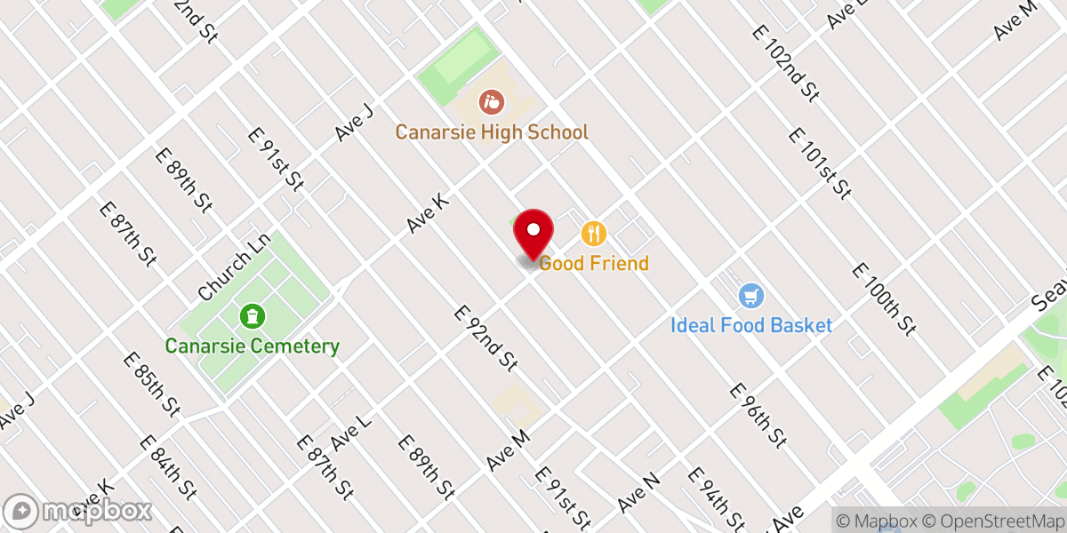 Map showing location of First Haitian Baptist Church of Canarsie