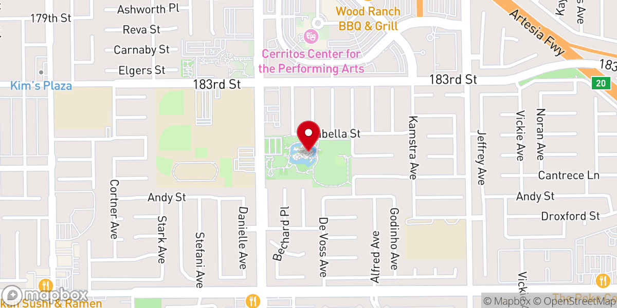 Map showing location of Cerritos Heritage Park