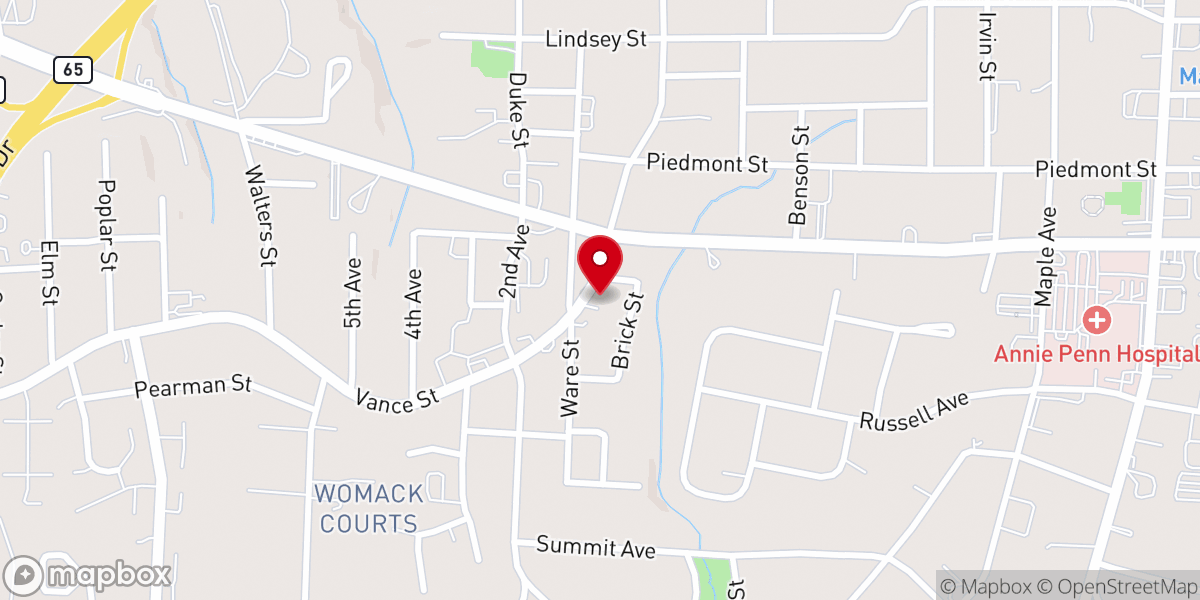 Map showing location of West End Baptist Church