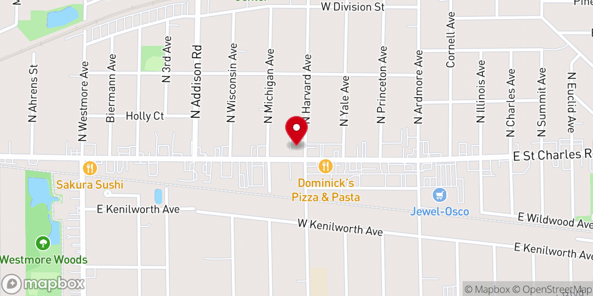 Map showing location of Harvard Avenue Evangelical Free Church