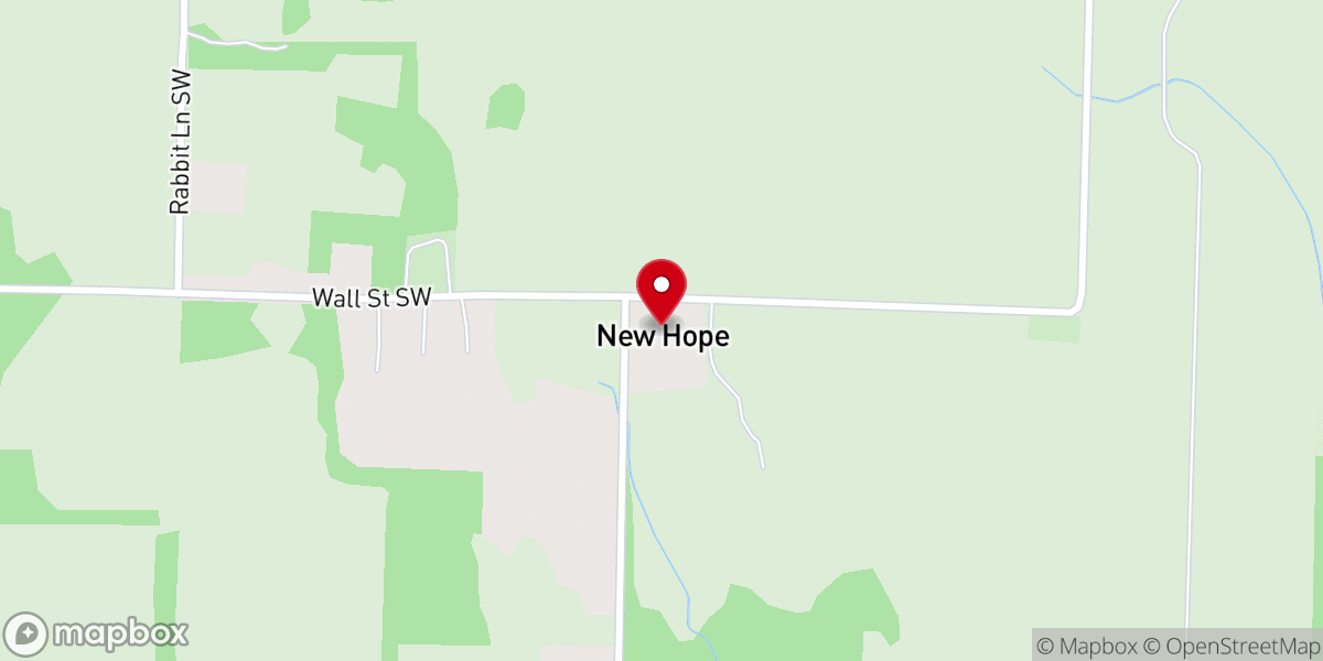 Map showing location of New Hope Cumberland Presbyterian Church