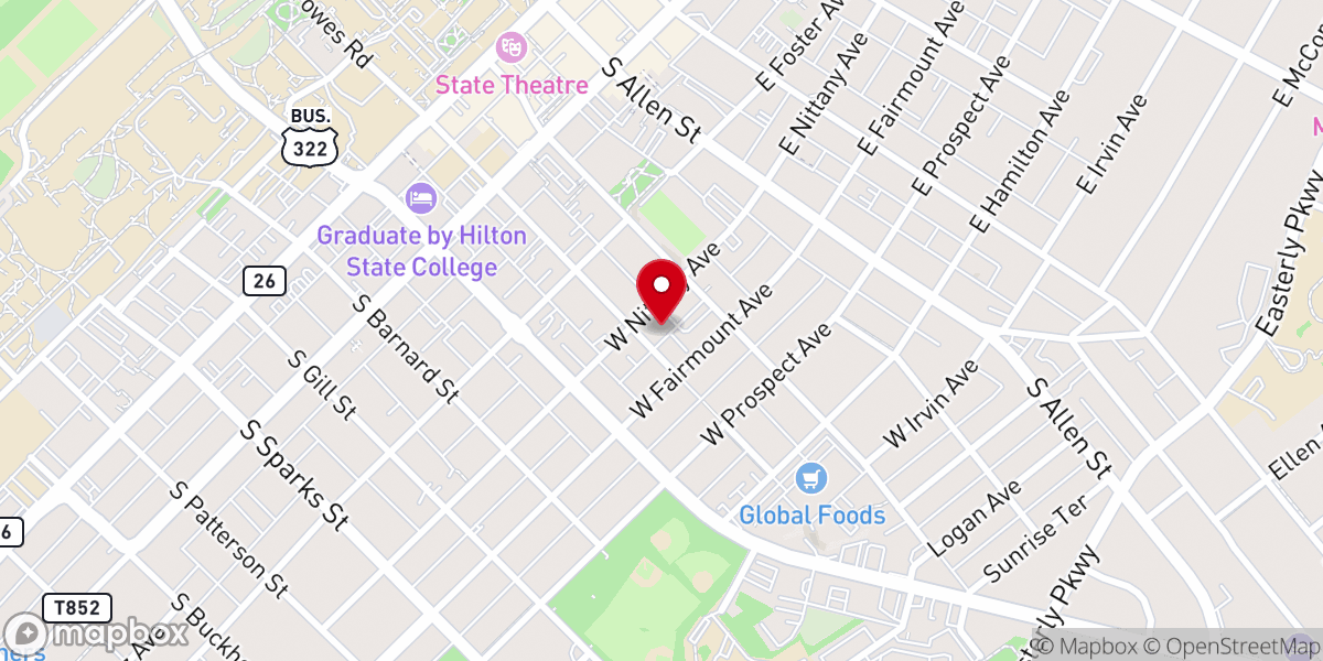 Map showing location of University Baptist & Brethren Church