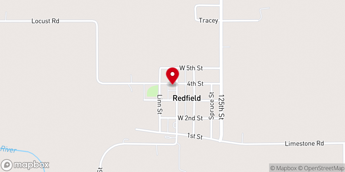 Map showing location of Redfield Community Center
