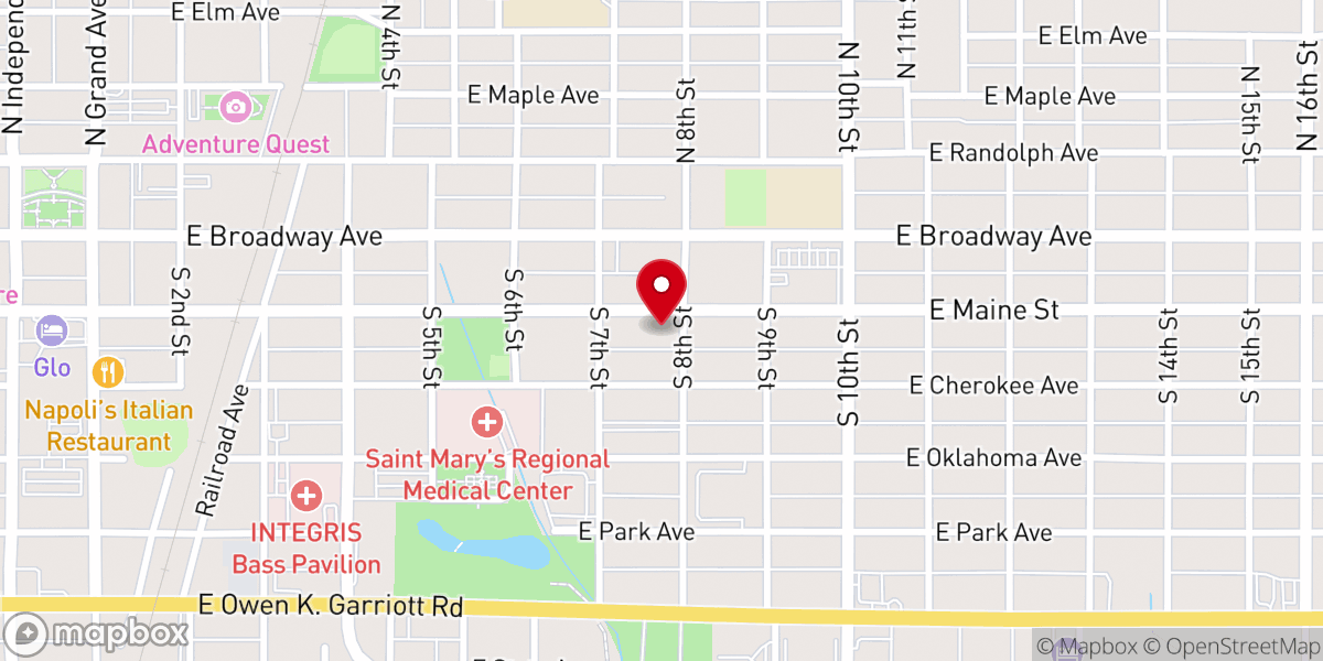 Map showing location of Zoe Bible Church of Enid