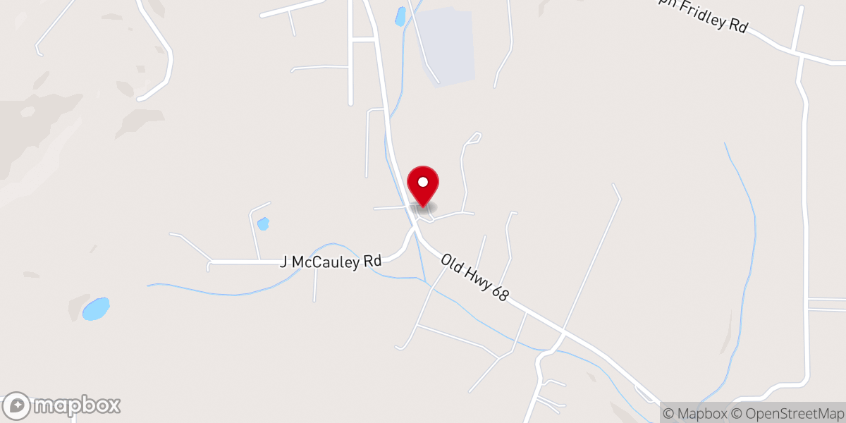 Map showing location of Oakland Baptist Church