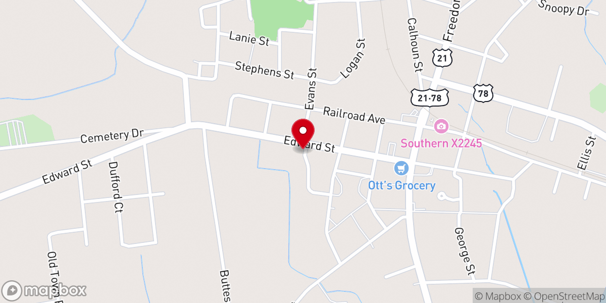 Map showing location of Bethel AME Church