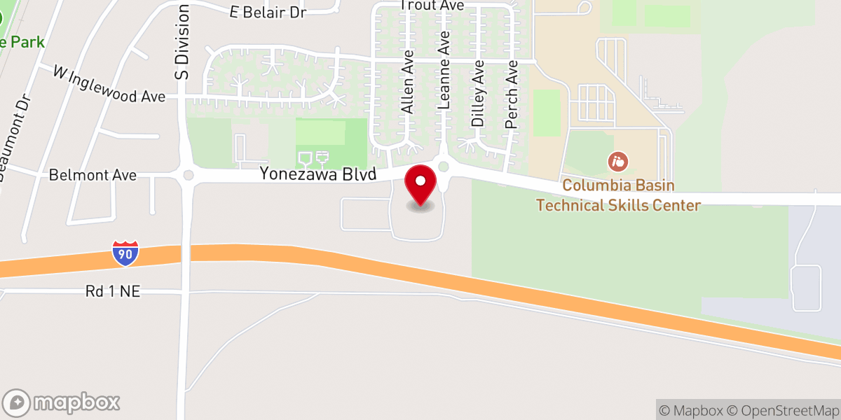 Map showing location of Moses Lake Washington Temple