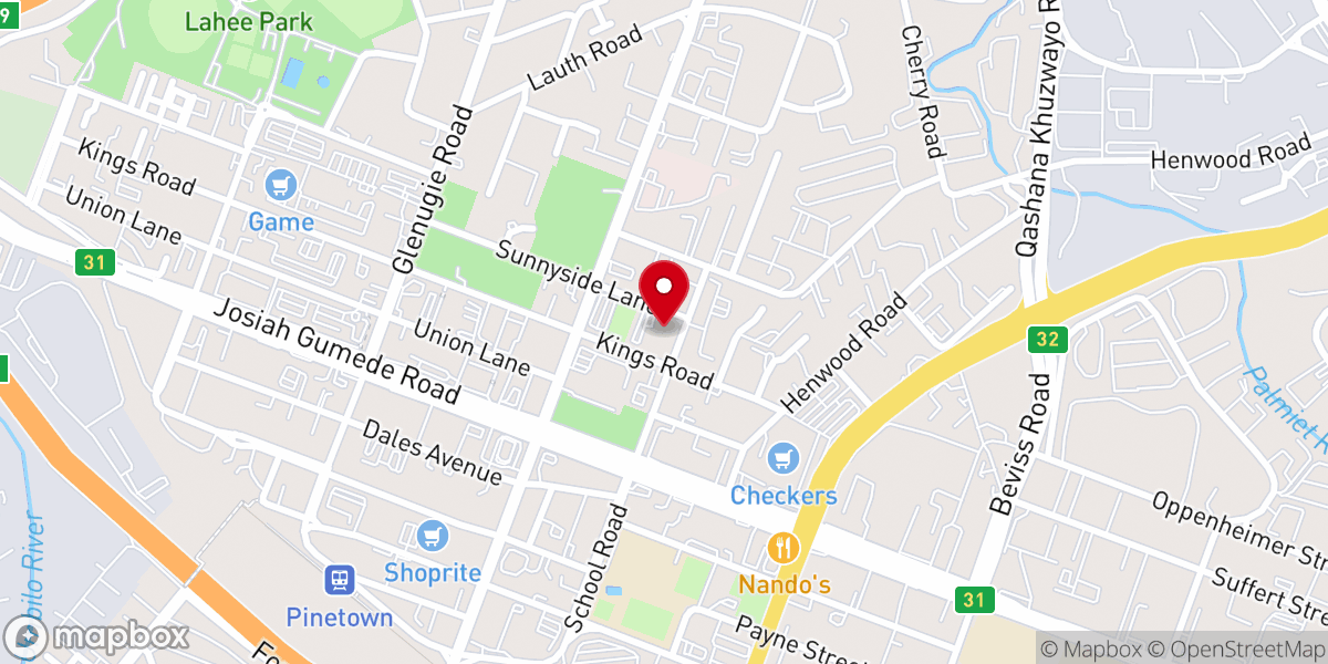 Map showing location of Christ Church Pinetown