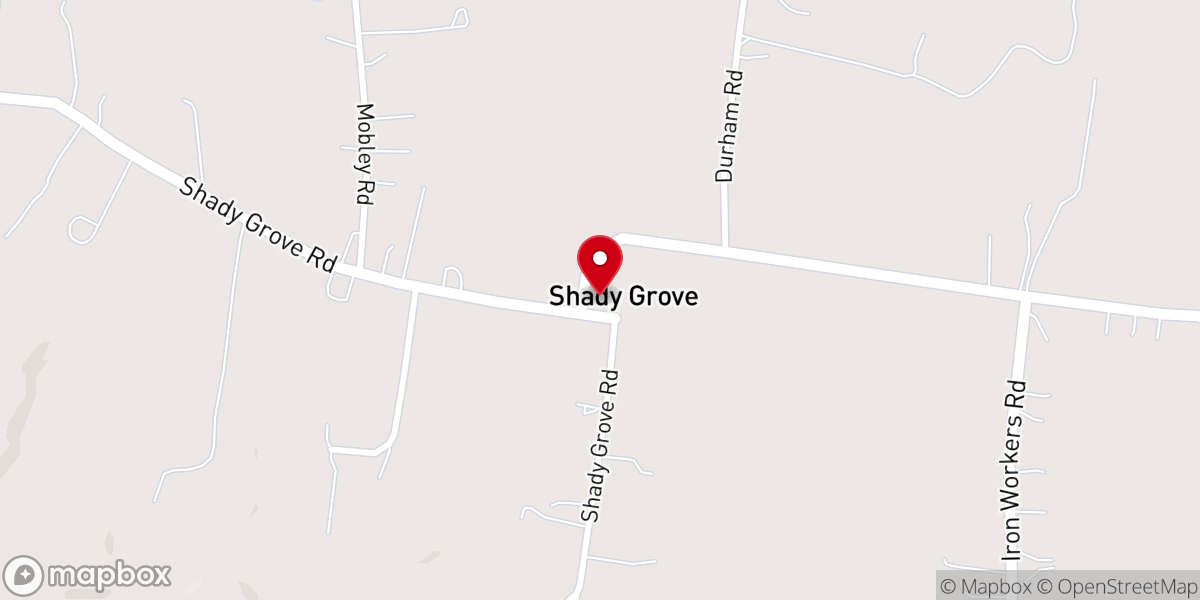 Map showing location of Shady Grove free will Baptist Church