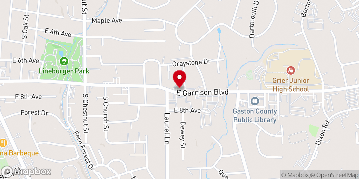 Map showing location of East Garrison Baptist Church Gastonia