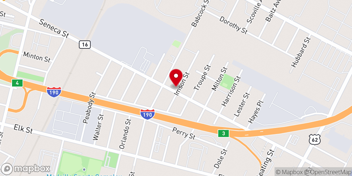Map showing location of Seneca Street United Methodist Church