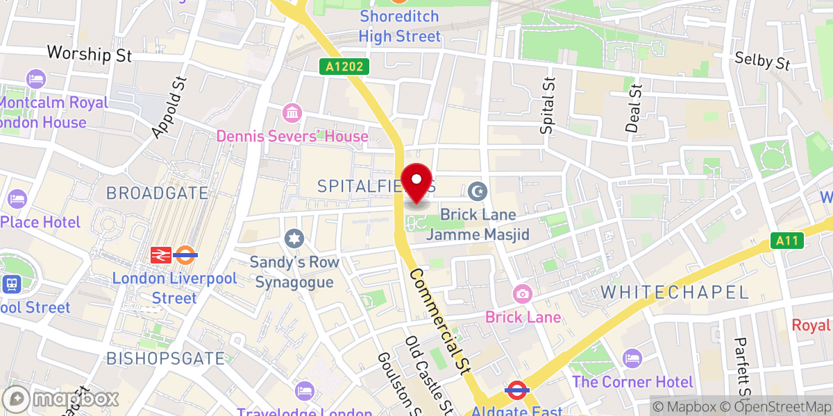 Map showing location of Christ Church Spitalfields