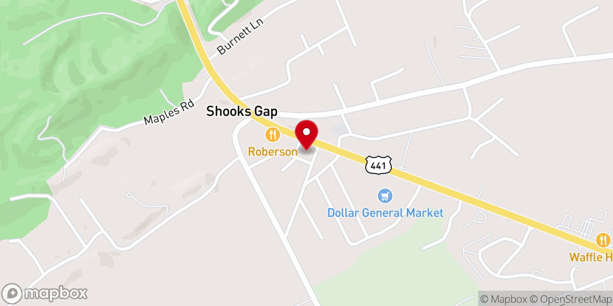 Map showing location of Cowboy Church in the Smokies
