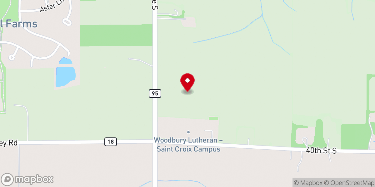 Map showing location of Woodbury Lutheran Church - Afton Land, Garden, & Athletic Field
