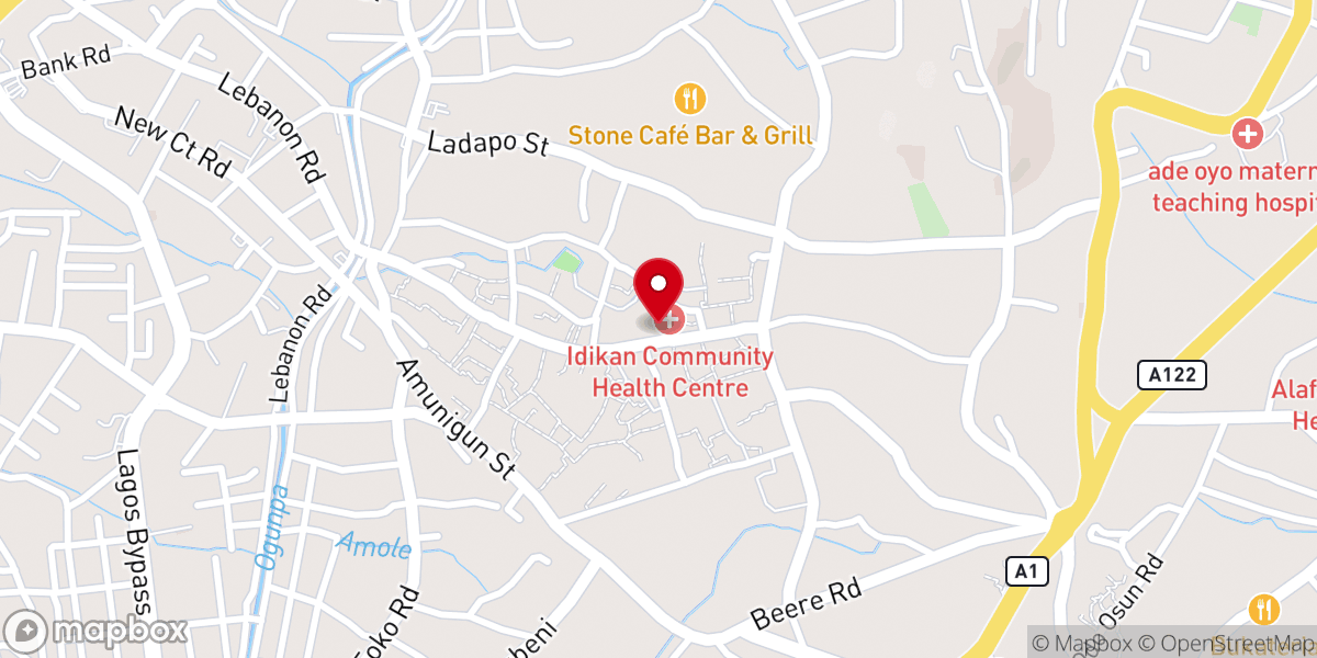 Map showing location of First Baptist church ibadan