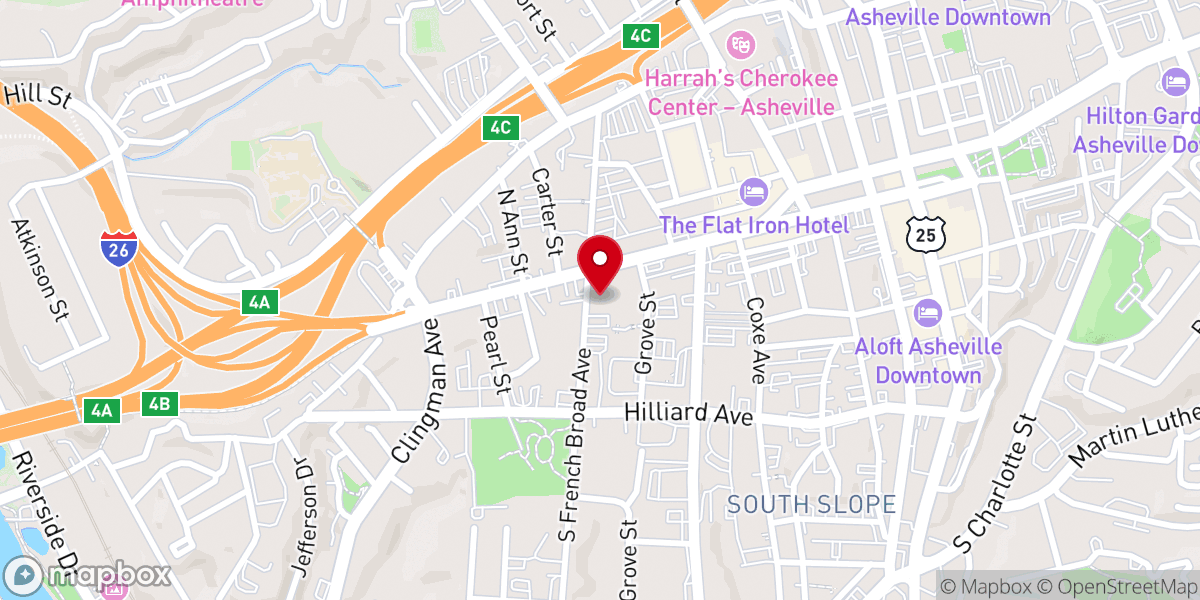 Map showing location of Centrality Church Asheville