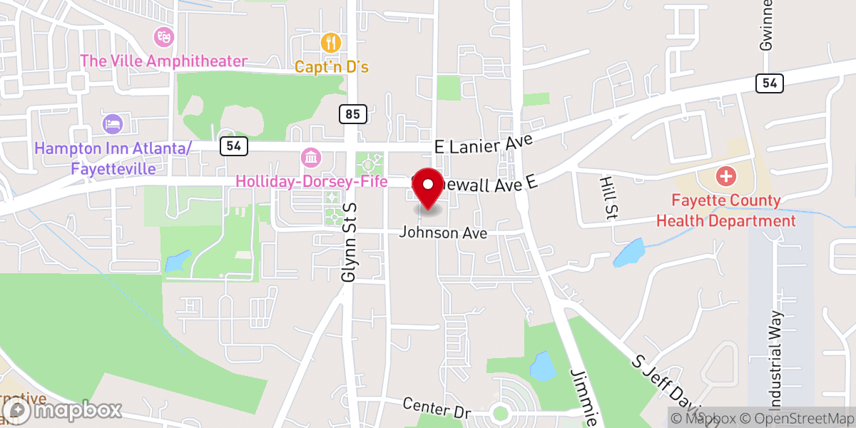Map showing location of Fayetteville First Baptist Church