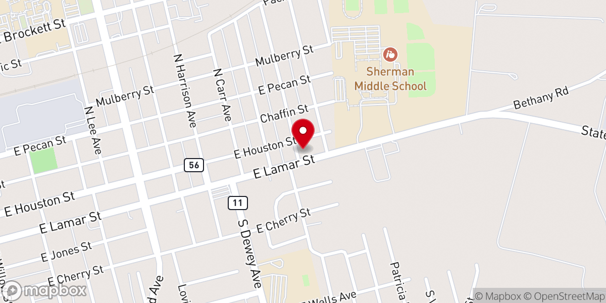 Map showing location of Sherman-Pathway Church