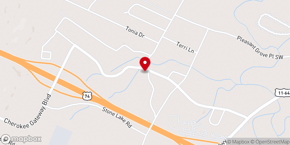 Map showing location of Pleasant Grove Community Church