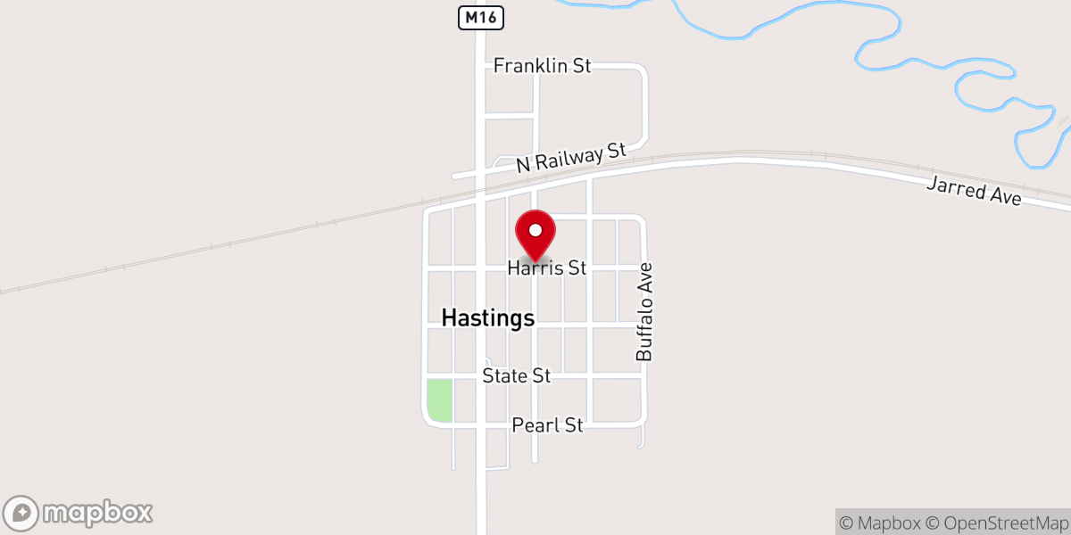 Map showing location of Hastings United Methodist Church