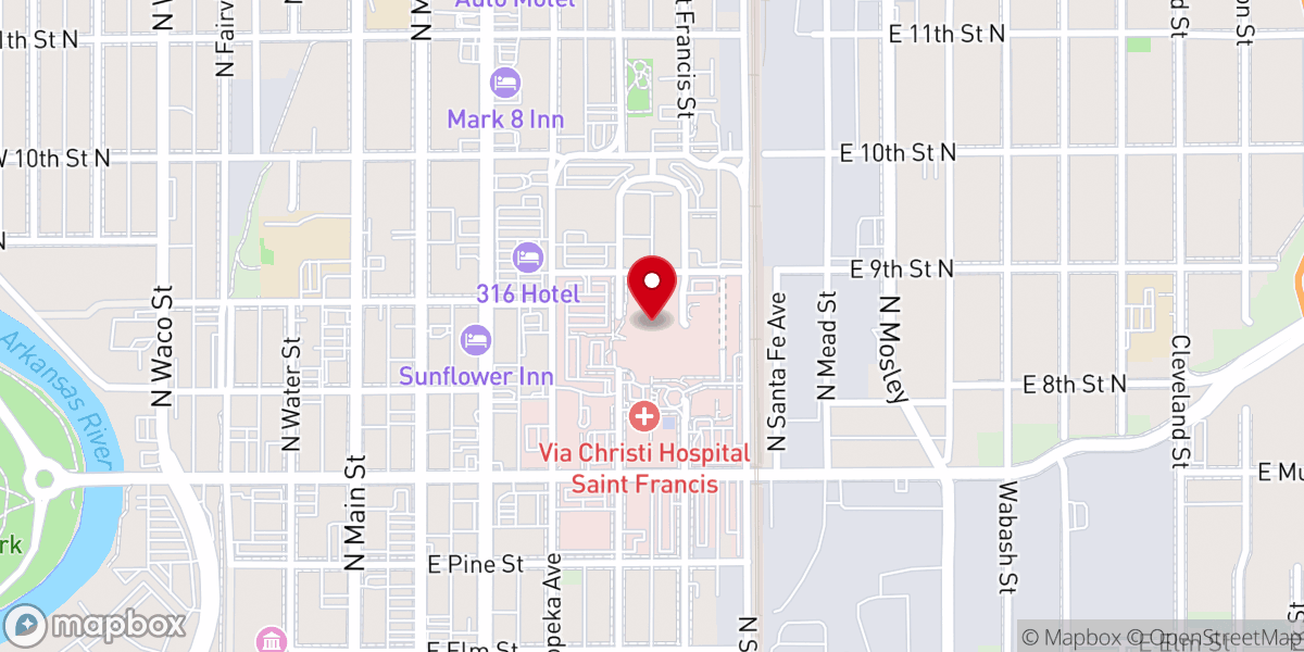 Map showing location of Chapel at Via Christi St Francis