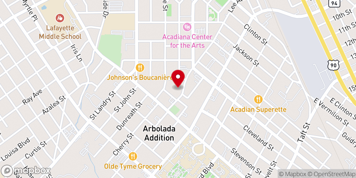 Map showing location of First Baptist Lafayette