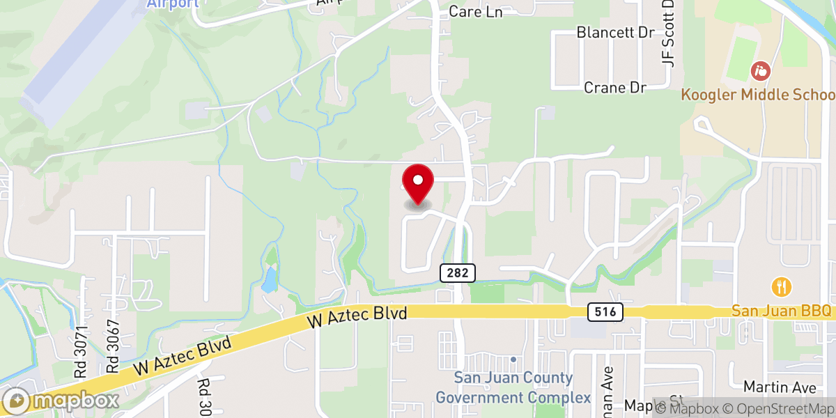 Map showing location of Aztec Seventh-Day Adventist Church