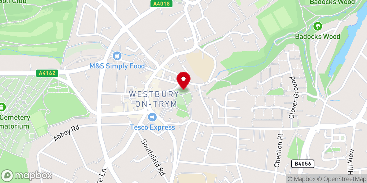 Map showing location of Westbury on Trym Parish Church