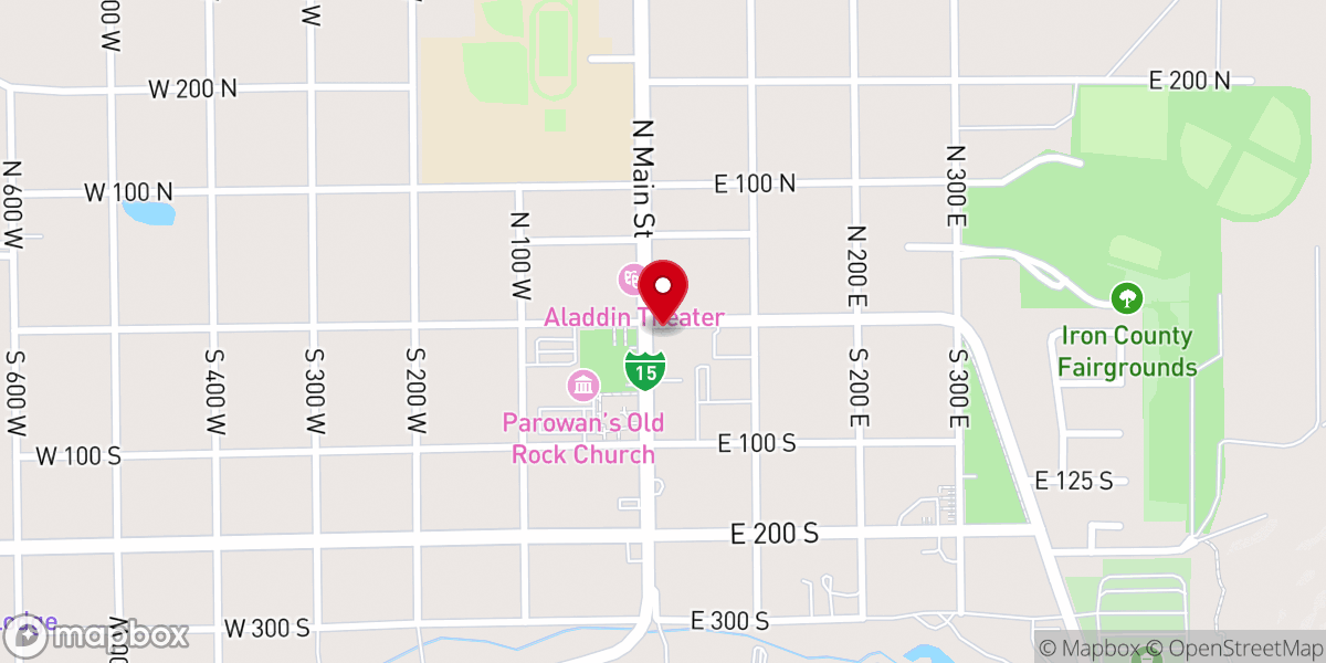 Map showing location of Parowan Visitor center