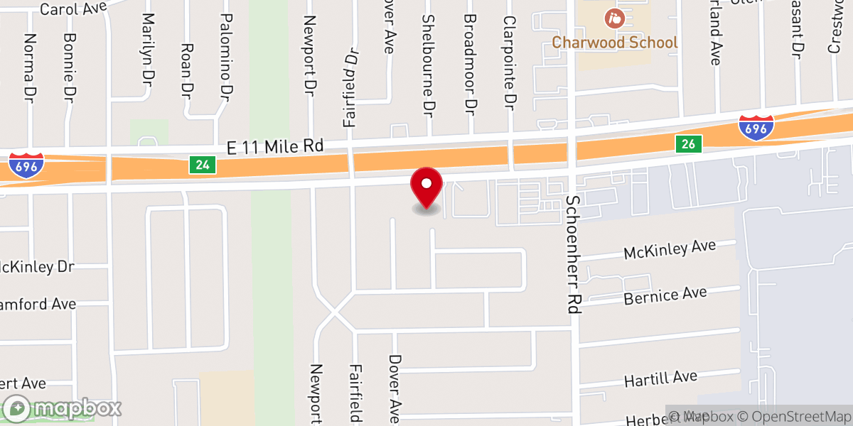 Map showing location of Bethel Christian Church