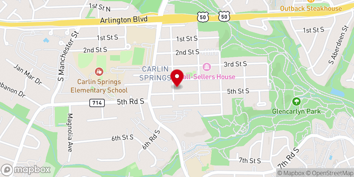 Map showing location of St. John's Episcopal Church, Arlington