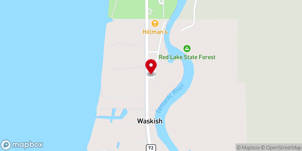Map showing location of Waskish Baptist Church