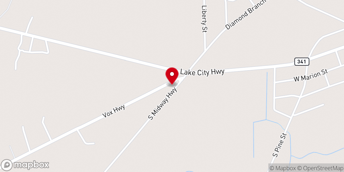 Map showing location of Westside Free Will Baptist Church
