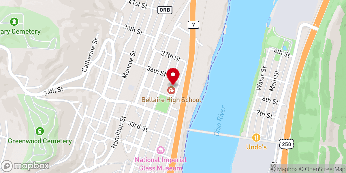 Map showing location of Bellaire Christian Church