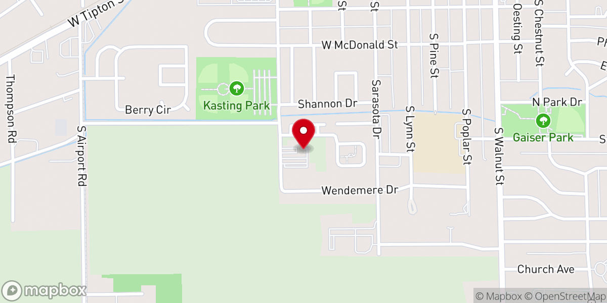 Map showing location of Seymour Christian Church