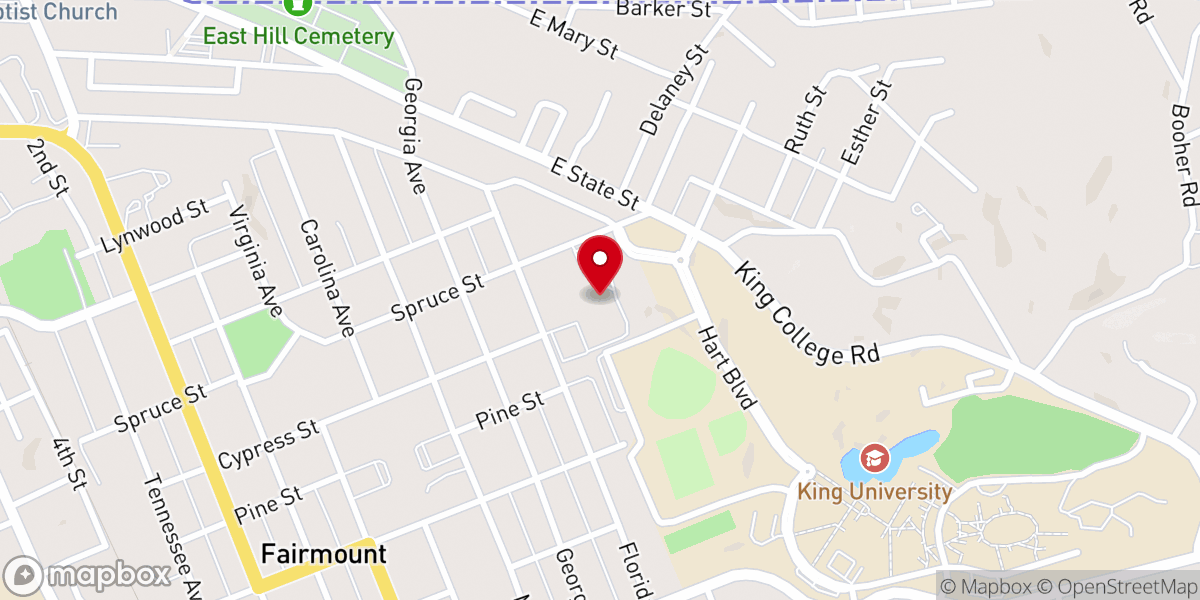 Map showing location of First Presbyterian Church Bristol