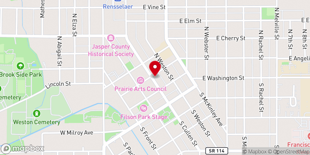 Map showing location of Trinity United Methodist Church