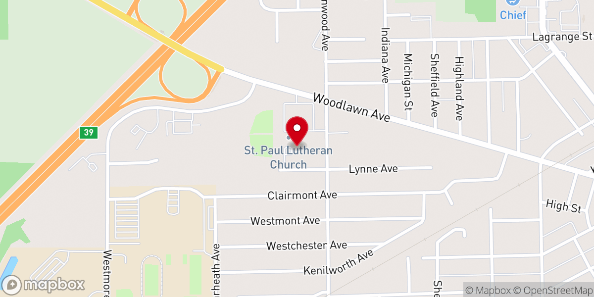 Map showing location of St. Paul Lutheran School