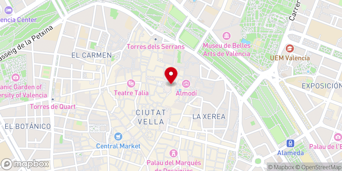 Map showing location of Plaza de la Virgen