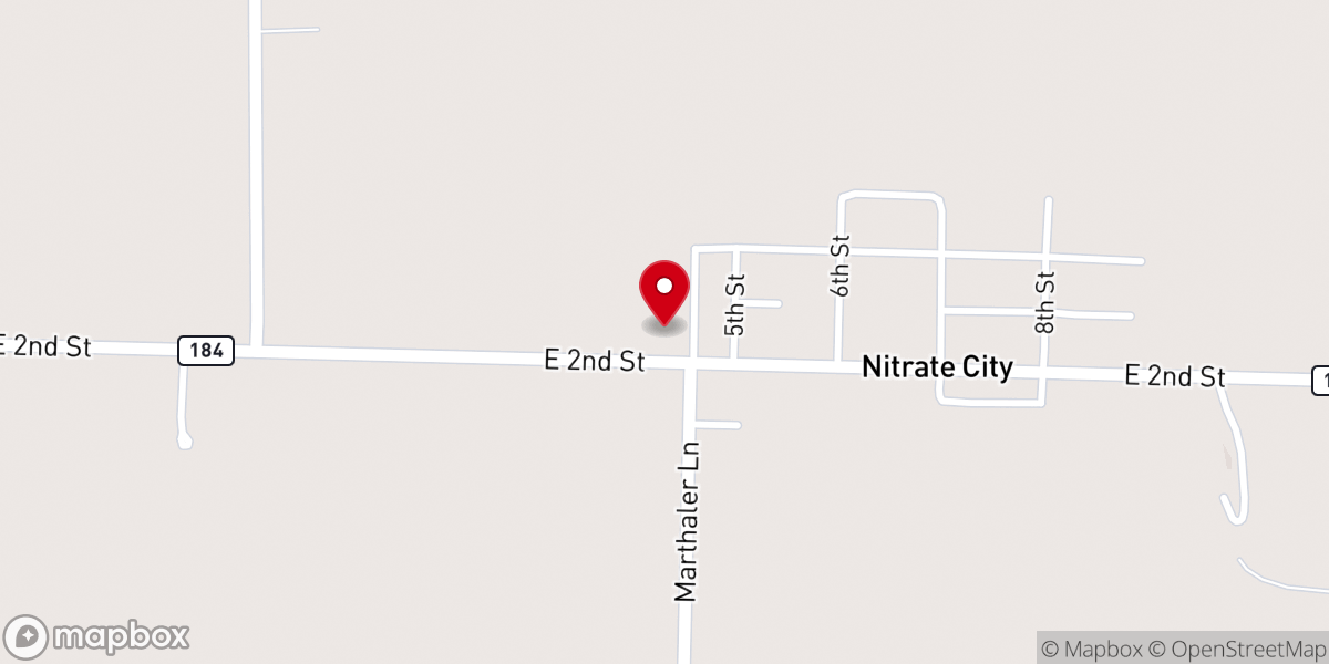 Map showing location of Nitrate City Baptist Church