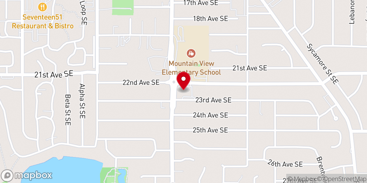 Map showing location of First Baptist Church of Lacey