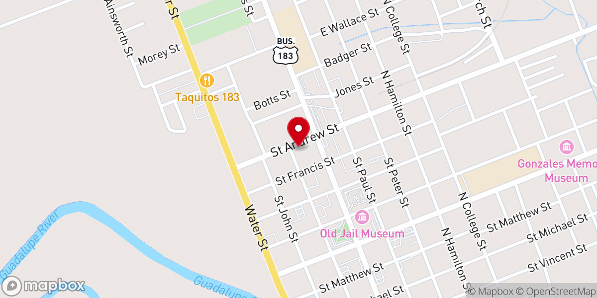 Map showing location of Gonzales family church