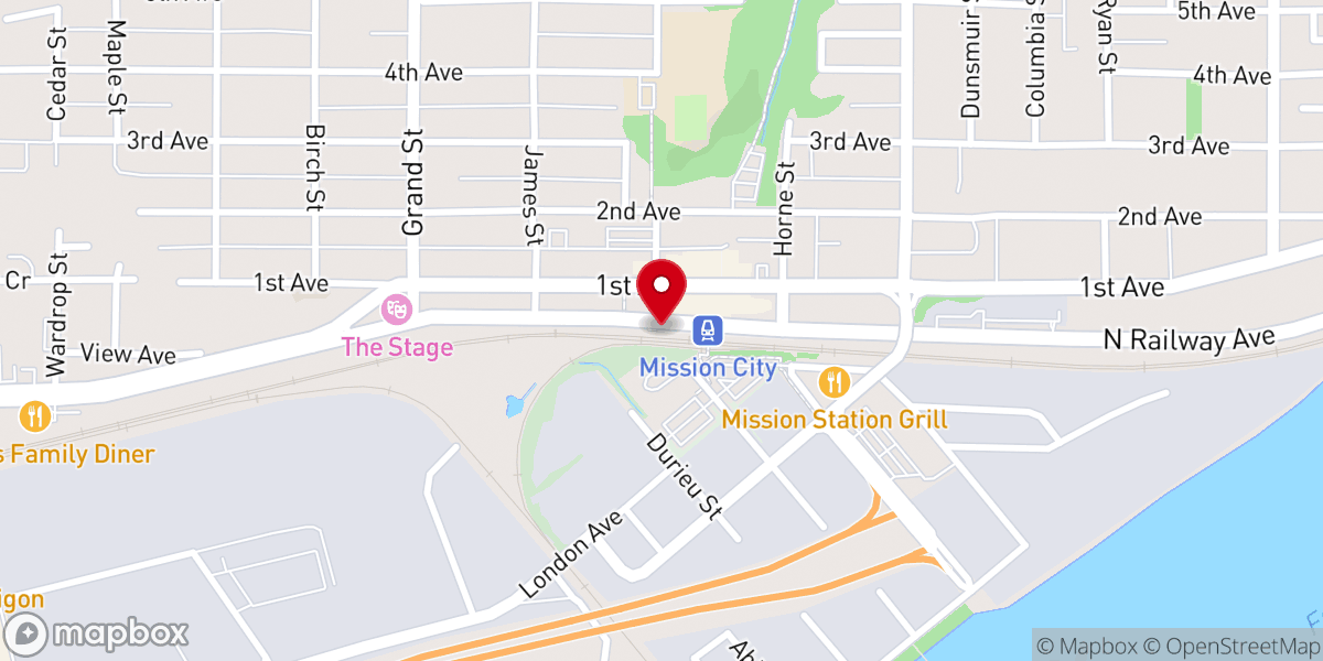 Map showing location of Mission City Station