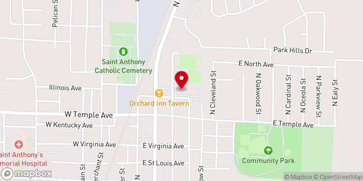 Map showing location of St Anthony High School