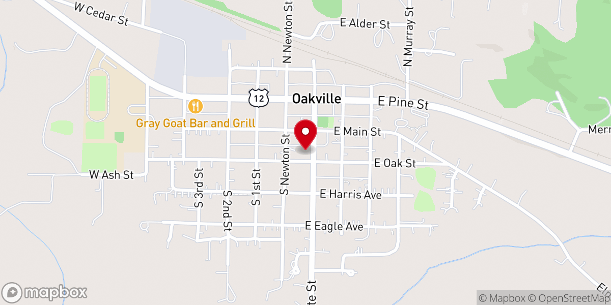 Map showing location of Oakville Community Center